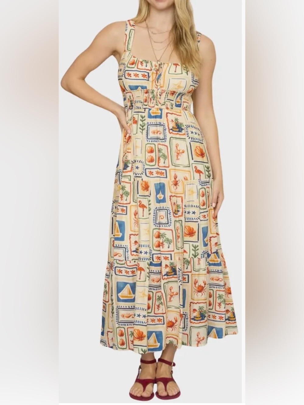 NWT blue pepper mixed nautical print
Sleeveless maxi dress size M